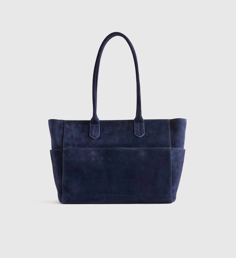 Quince Italian Suede Shopper Tote in Midnight brand new! Ships out fast with taf